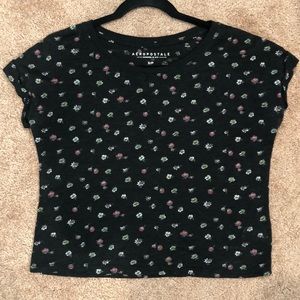 aéropostale black flowered crop top